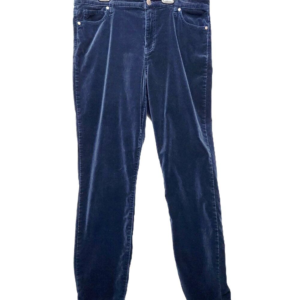 Women's Whimsigoth Blue Stretch Velvet Straight Leg Pant Size 12